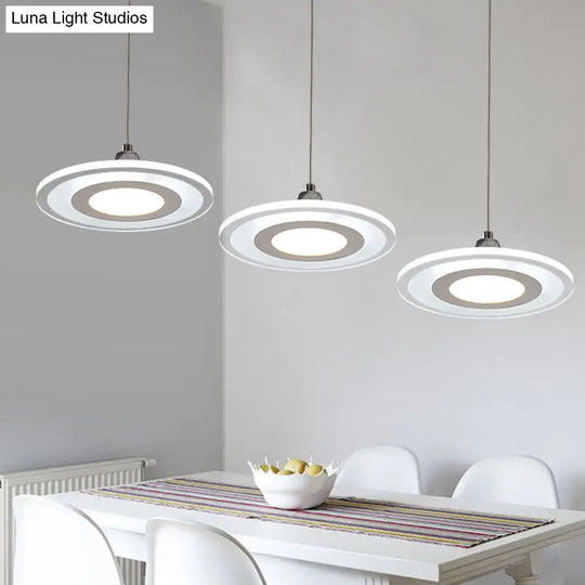 Minimalist Circle Pendant Led Lamp For Dining Room Island - Warm/White Light