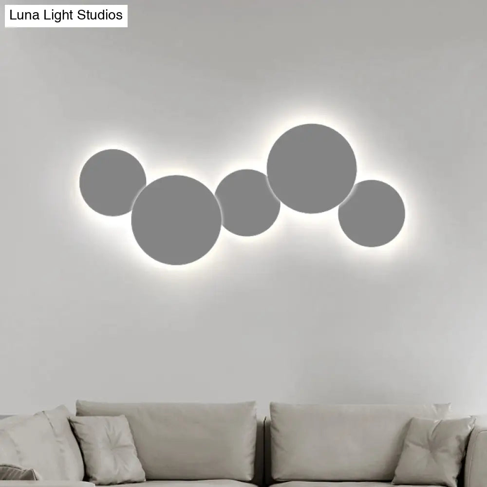 Minimalist Circle Wall Lamp With Warm/White Integrated Led Lighting In Grey/White 47.5/52 Wide