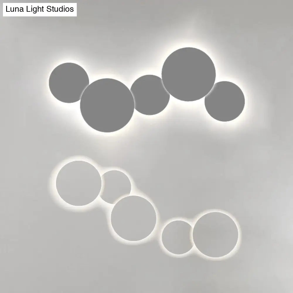 Minimalist Circle Wall Lamp With Warm/White Integrated Led Lighting In Grey/White 47.5/52 Wide