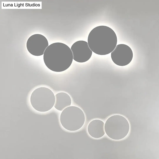 Minimalist Circle Wall Lamp With Warm/White Integrated Led Lighting In Grey/White 47.5/52 Wide