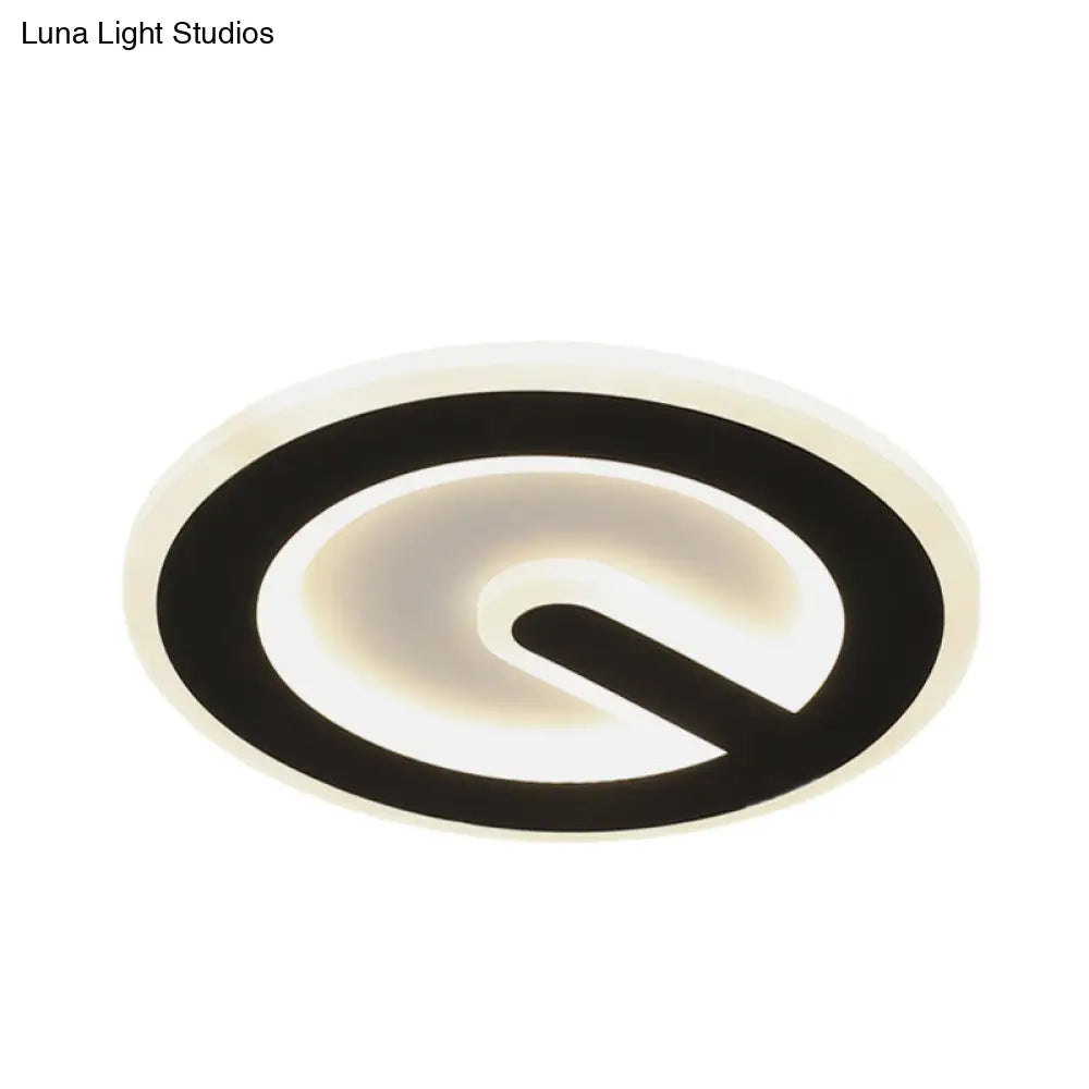 Minimalist Circular Led Ceiling Flush Mount Light In Black With Warm/White Acrylic Lighting -