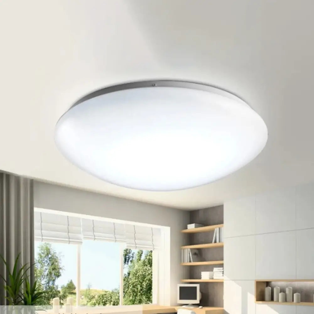 Minimalist Circular White Ceiling Light Fixture With Acrylic Shade - Sizes Available / 15’