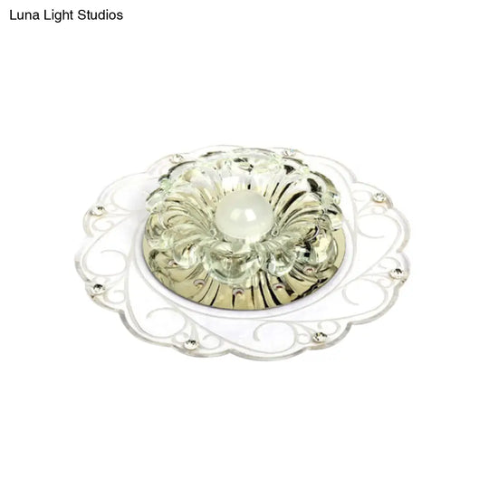 Minimalist Clear Beveled Crystal Led Flush Mount Lamp For Porch Ceiling Lighting