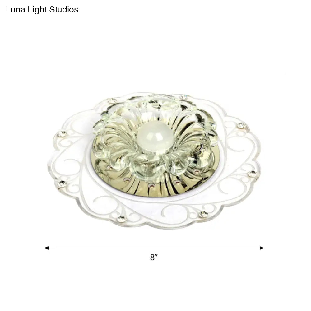 Minimalist Clear Beveled Crystal Led Flush Mount Lamp For Porch Ceiling Lighting