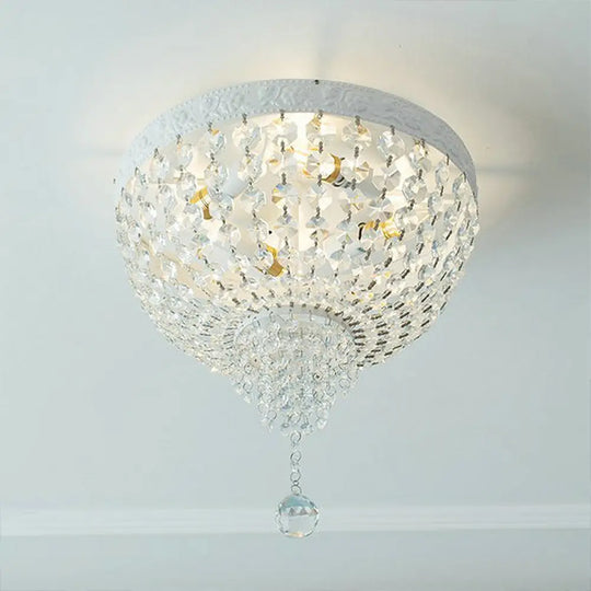 Minimalist Clear Crystal Beaded Flushmount Lighting - Wide 1 - Light Ceiling Fixture For Living