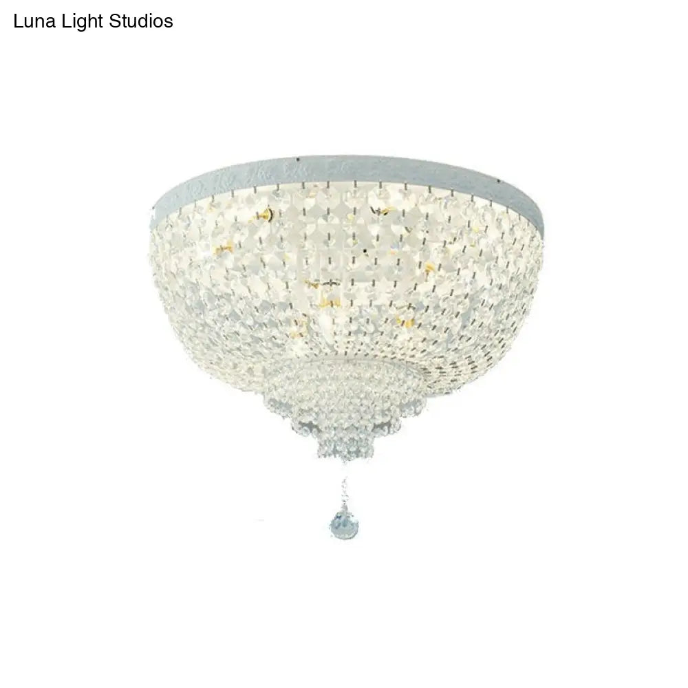 Minimalist Clear Crystal Beaded Flushmount Lighting - Wide 1 - Light Ceiling Fixture For Living Room