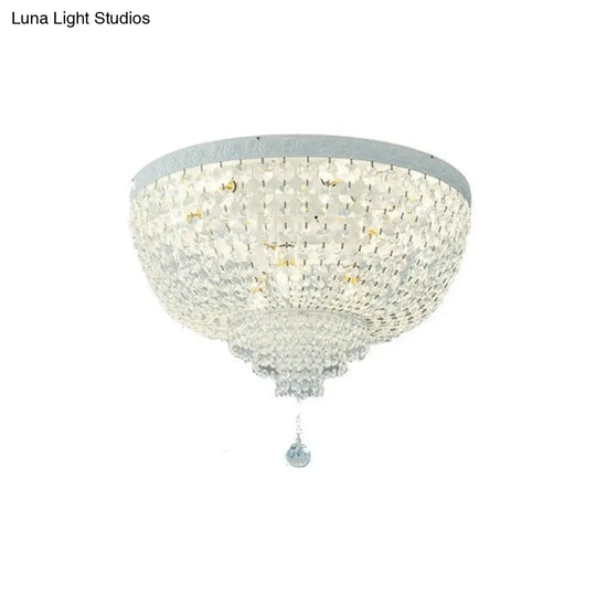 Minimalist Clear Crystal Beaded Flushmount Lighting - Wide 1 - Light Ceiling Fixture For Living Room