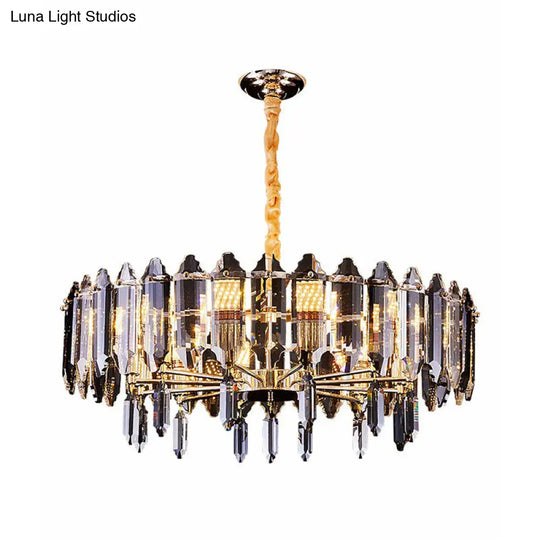 Minimalist Clear Crystal Ceiling Chandelier For Living Room - Elegant Round Suspension Lamp