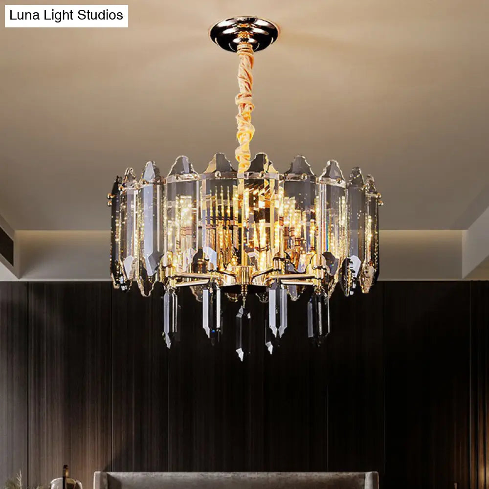 Minimalist Clear Crystal Ceiling Chandelier For Living Room - Elegant Round Suspension Lamp