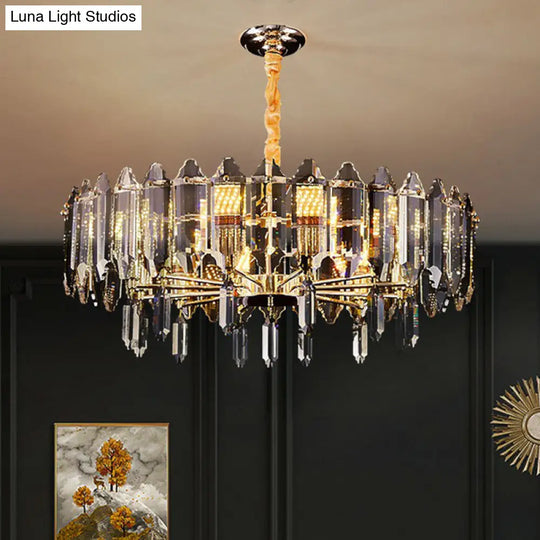 Minimalist Clear Crystal Ceiling Chandelier For Living Room - Elegant Round Suspension Lamp