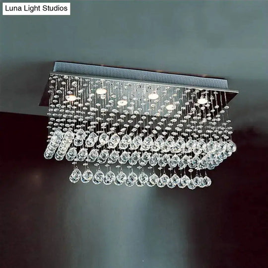 Minimalist Clear Crystal Nickel Flush Mount Ceiling Light