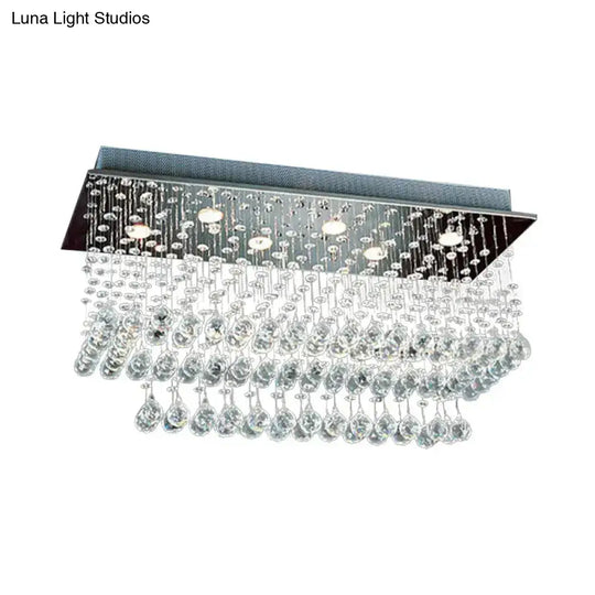 Minimalist Clear Crystal Nickel Flush Mount Ceiling Light