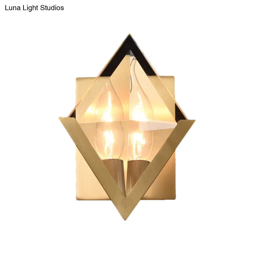 Minimalist Clear Crystal Wall Sconce With Brass Mount And 1 Bulb