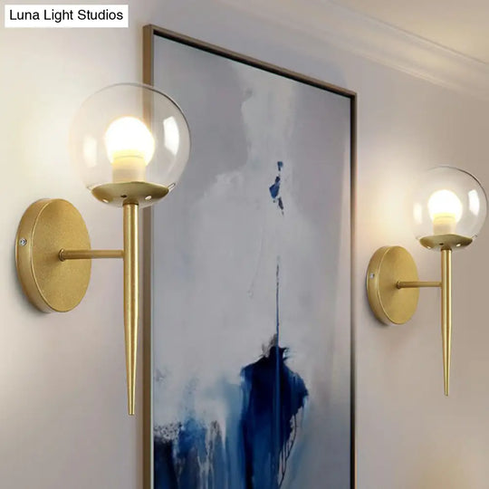 Minimalist Clear Glass Ball Wall Sconce Modern Torch Design For Single Corridor Lighting