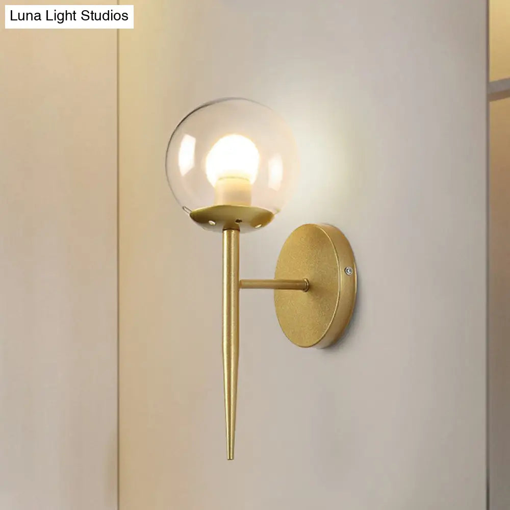 Minimalist Clear Glass Ball Wall Sconce Modern Torch Design For Single Corridor Lighting