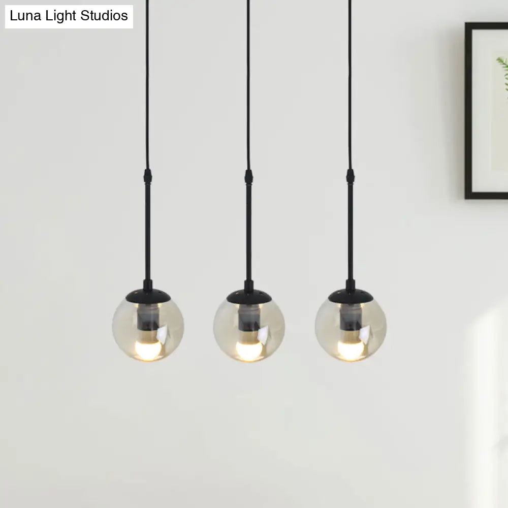 Minimalist Clear Glass Black Pendant Light With Clustered Globes - Industrial Hanging Lamp Kit