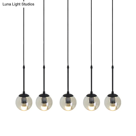 Industrial Hanging Pendant Light Kit - Clear Glass Black Cluster Globe With 3/5/10 Heads