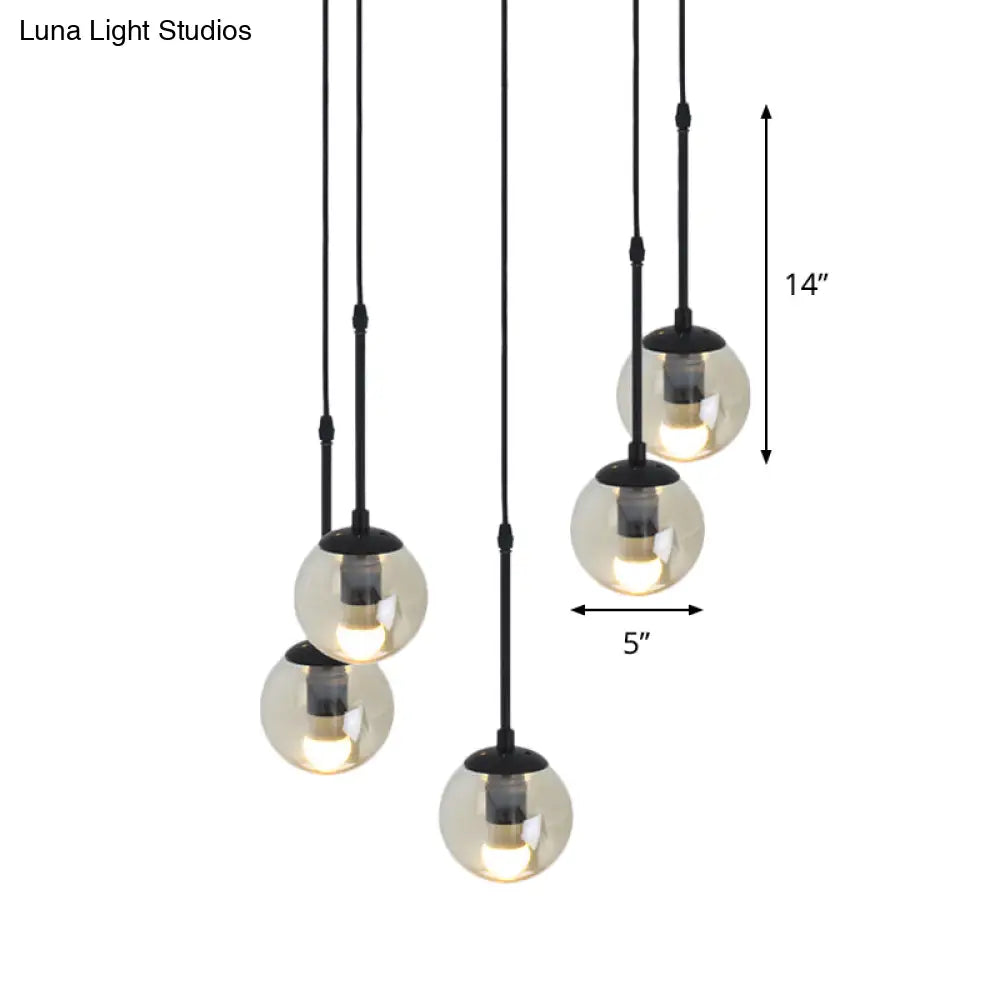 Minimalist Clear Glass Black Pendant Light With Clustered Globes - Industrial Hanging Lamp Kit