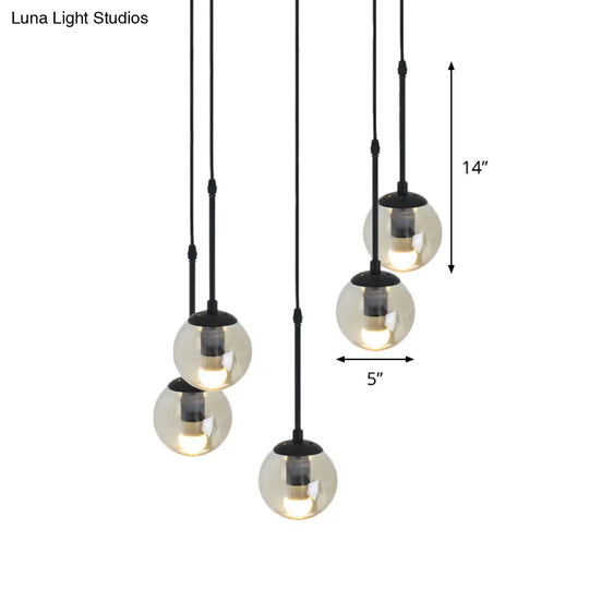 Minimalist Clear Glass Black Pendant Light With Clustered Globes - Industrial Hanging Lamp Kit