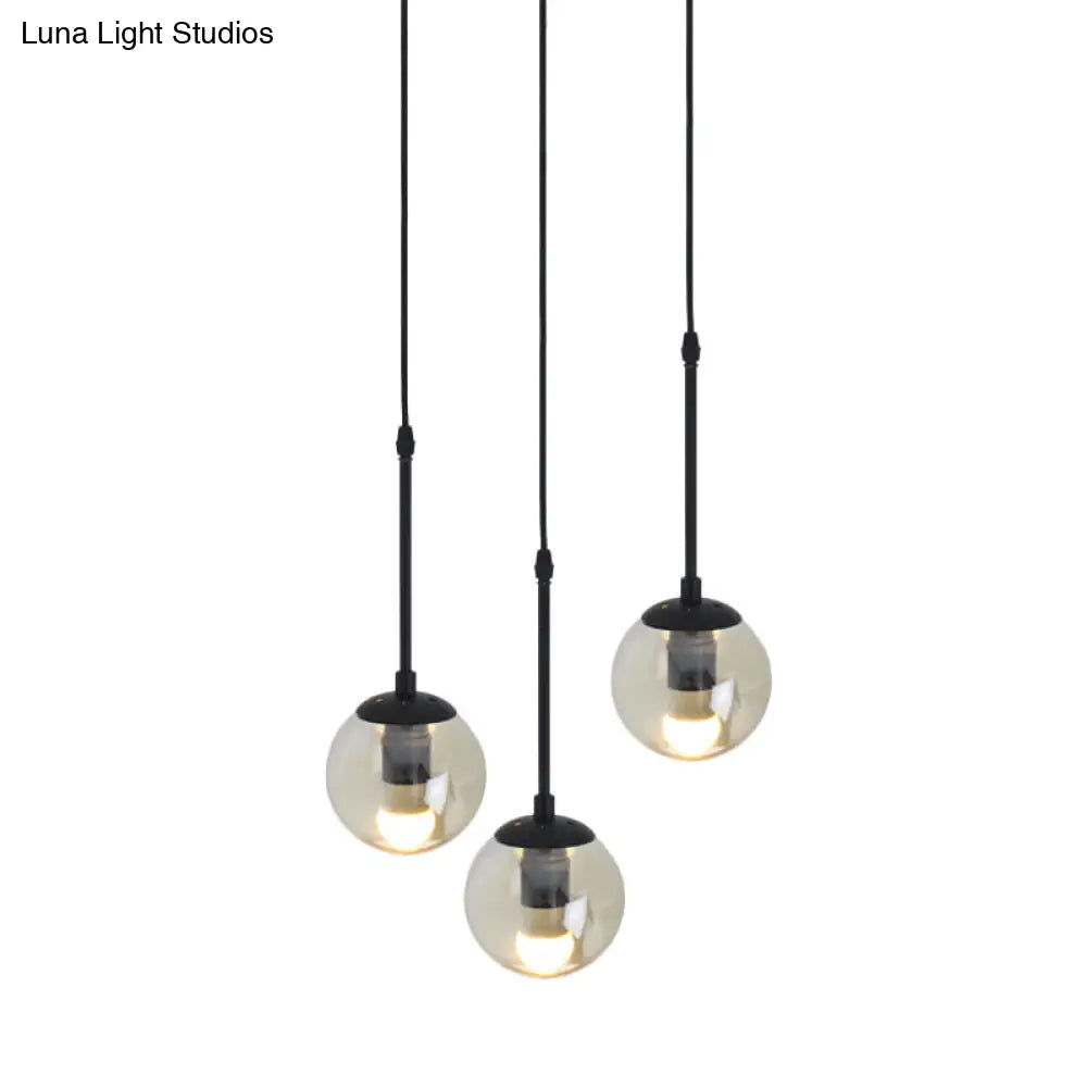 Industrial Hanging Pendant Light Kit - Clear Glass Black Cluster Globe With 3/5/10 Heads