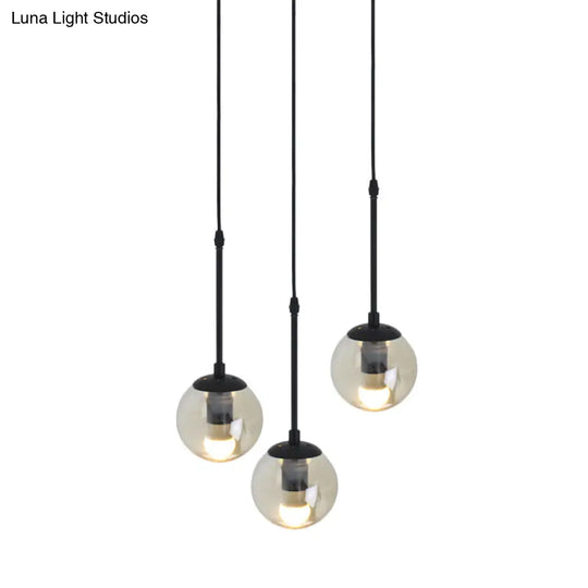 Industrial Hanging Pendant Light Kit - Clear Glass Black Cluster Globe With 3/5/10 Heads