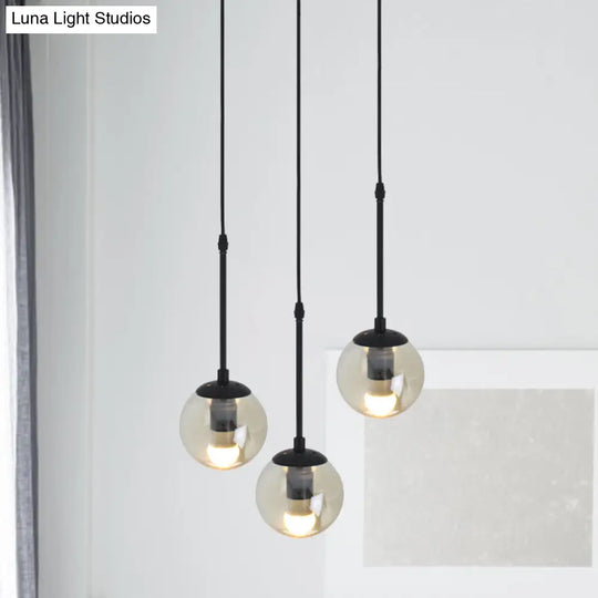 Minimalist Clear Glass Black Pendant Light With Clustered Globes - Industrial Hanging Lamp Kit