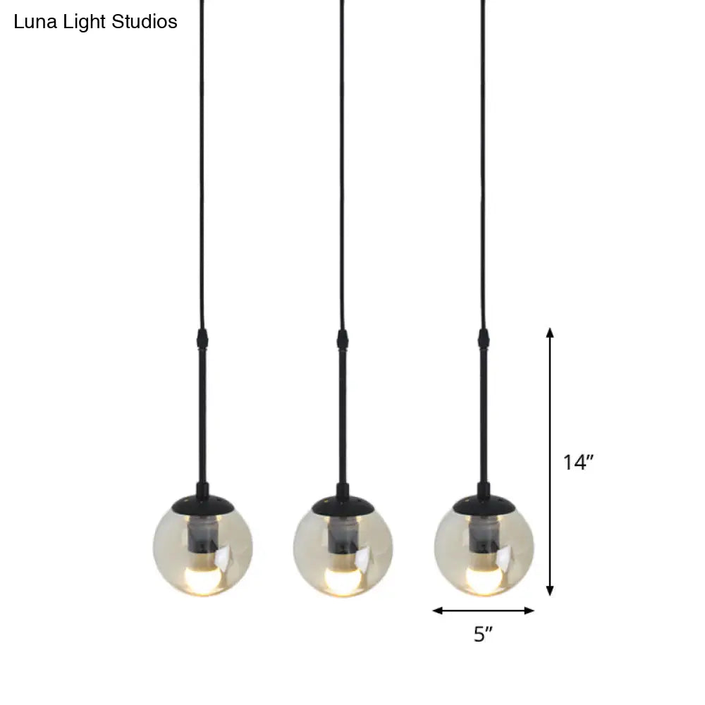 Industrial Hanging Pendant Light Kit - Clear Glass Black Cluster Globe With 3/5/10 Heads