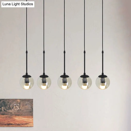 Industrial Hanging Pendant Light Kit - Clear Glass Black Cluster Globe With 3/5/10 Heads