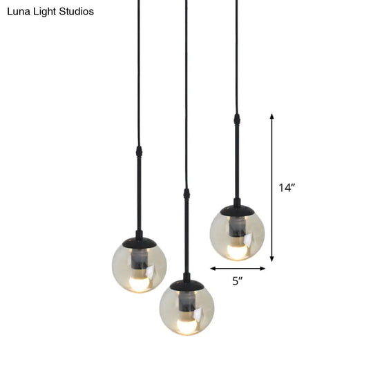 Minimalist Clear Glass Black Pendant Light With Clustered Globes - Industrial Hanging Lamp Kit