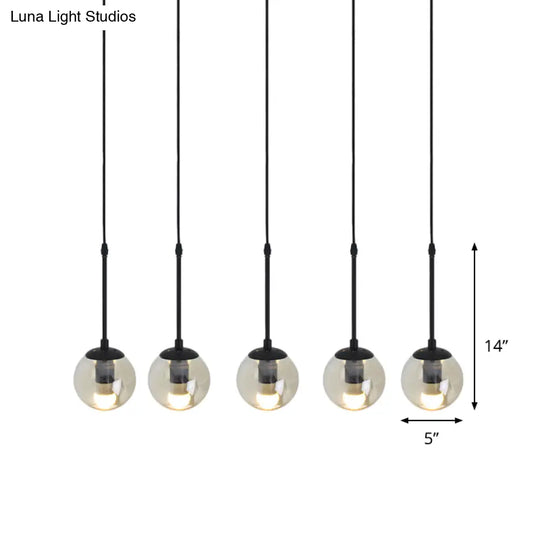 Minimalist Clear Glass Black Pendant Light With Clustered Globes - Industrial Hanging Lamp Kit