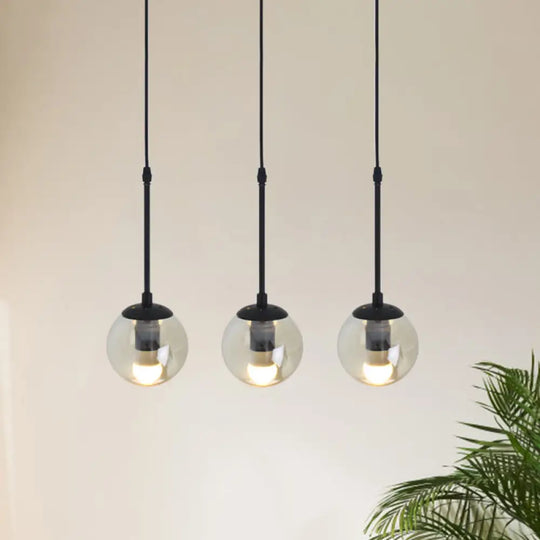 Minimalist Clear Glass Black Pendant Light With Clustered Globes - Industrial Hanging Lamp Kit