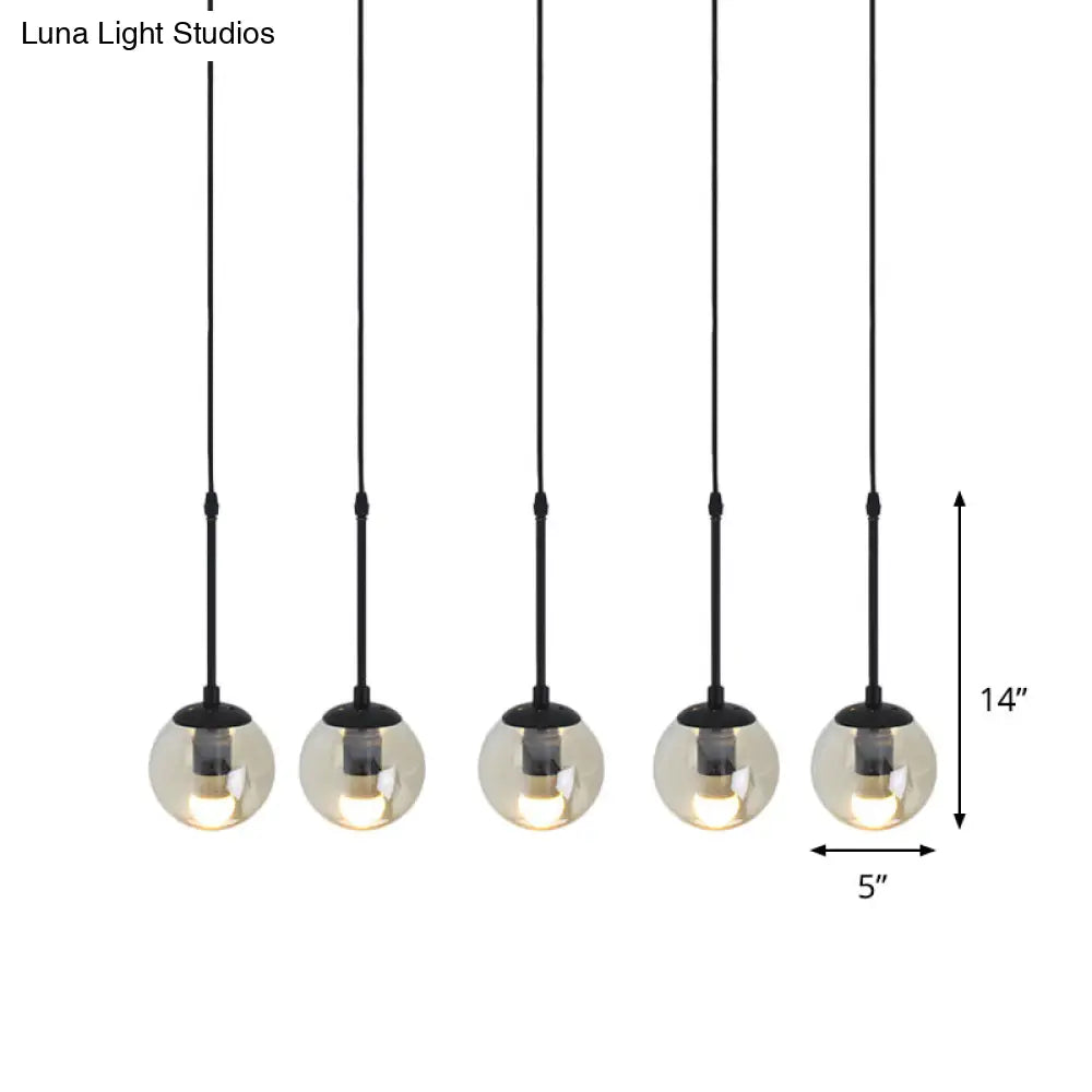 Industrial Hanging Pendant Light Kit - Clear Glass Black Cluster Globe With 3/5/10 Heads