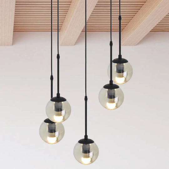 Minimalist Clear Glass Black Pendant Light With Clustered Globes - Industrial Hanging Lamp Kit