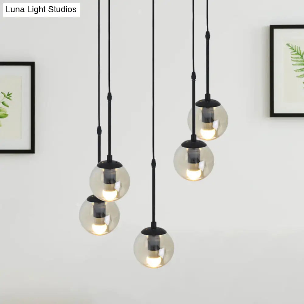 Minimalist Clear Glass Black Pendant Light With Clustered Globes - Industrial Hanging Lamp Kit