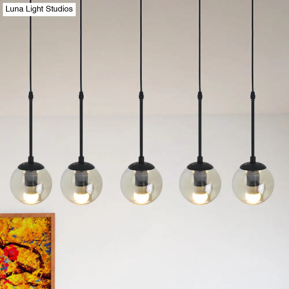 Industrial Hanging Pendant Light Kit - Clear Glass Black Cluster Globe With 3/5/10 Heads