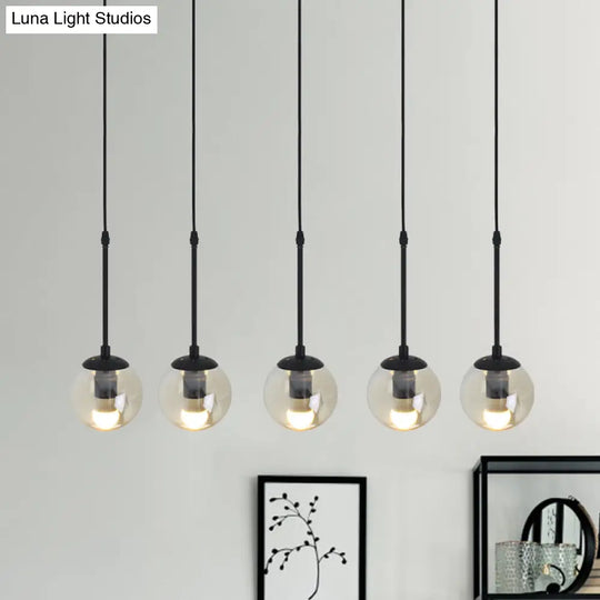 Minimalist Clear Glass Black Pendant Light With Clustered Globes - Industrial Hanging Lamp Kit