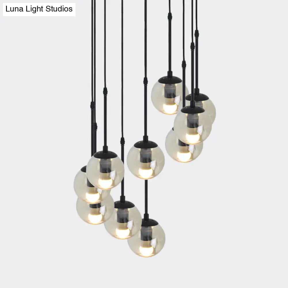 Minimalist Clear Glass Black Pendant Light With Clustered Globes - Industrial Hanging Lamp Kit