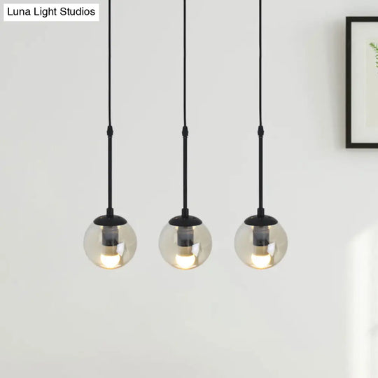 Industrial Hanging Pendant Light Kit - Clear Glass Black Cluster Globe With 3/5/10 Heads