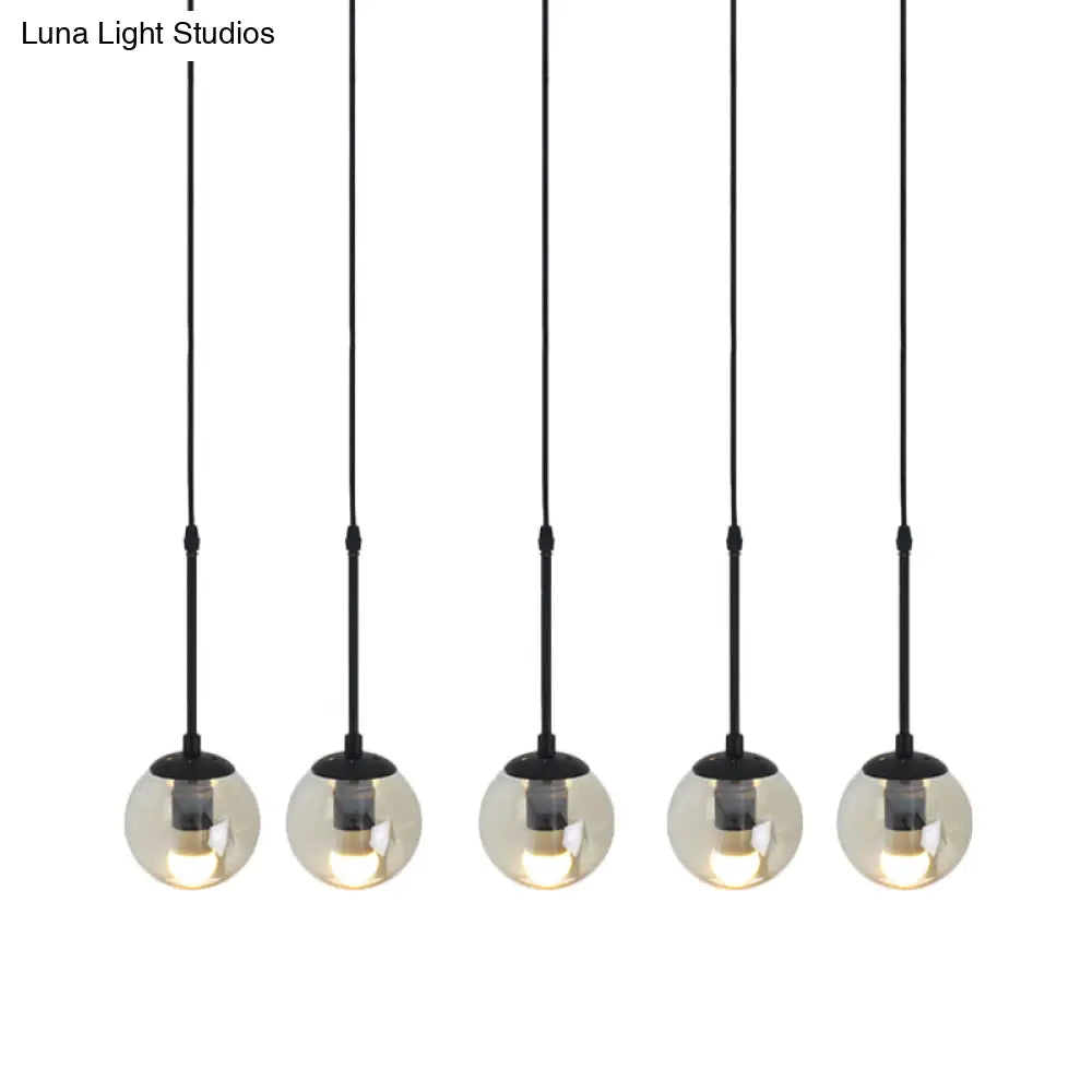 Minimalist Clear Glass Black Pendant Light With Clustered Globes - Industrial Hanging Lamp Kit