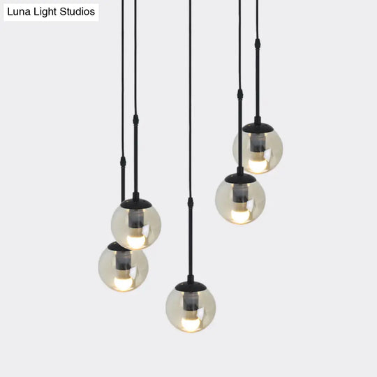 Minimalist Clear Glass Black Pendant Light With Clustered Globes - Industrial Hanging Lamp Kit