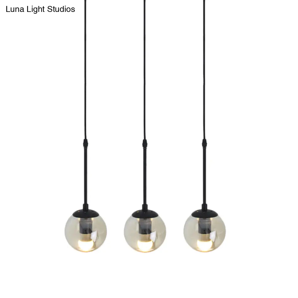 Minimalist Clear Glass Black Pendant Light With Clustered Globes - Industrial Hanging Lamp Kit