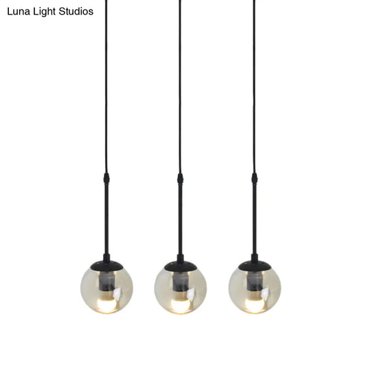 Minimalist Clear Glass Black Pendant Light With Clustered Globes - Industrial Hanging Lamp Kit