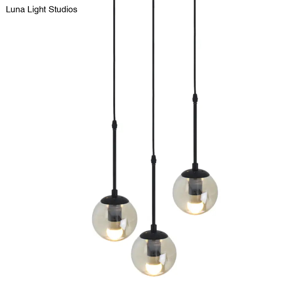 Minimalist Clear Glass Black Pendant Light With Clustered Globes - Industrial Hanging Lamp Kit