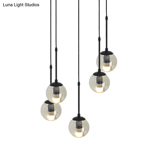 Minimalist Clear Glass Black Pendant Light With Clustered Globes - Industrial Hanging Lamp Kit