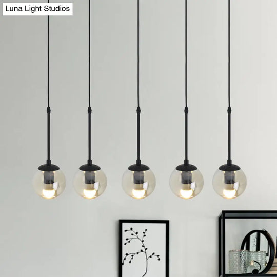 Industrial Hanging Pendant Light Kit - Clear Glass Black Cluster Globe With 3/5/10 Heads