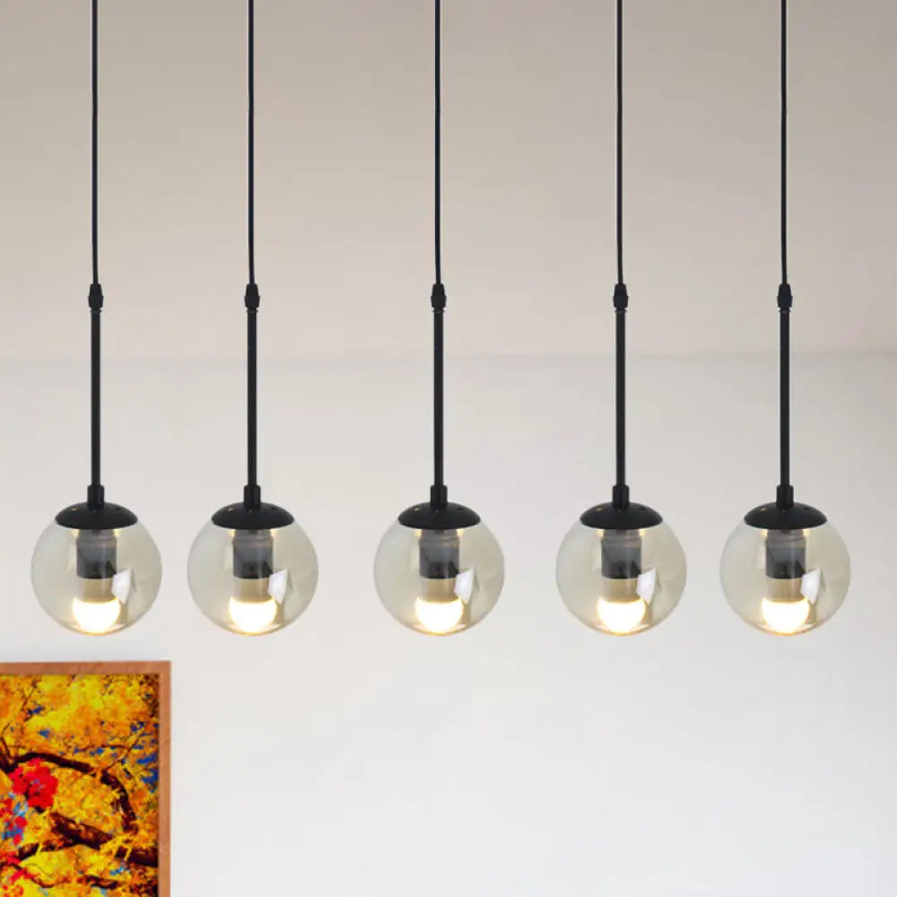 Minimalist Clear Glass Black Pendant Light With Clustered Globes - Industrial Hanging Lamp Kit