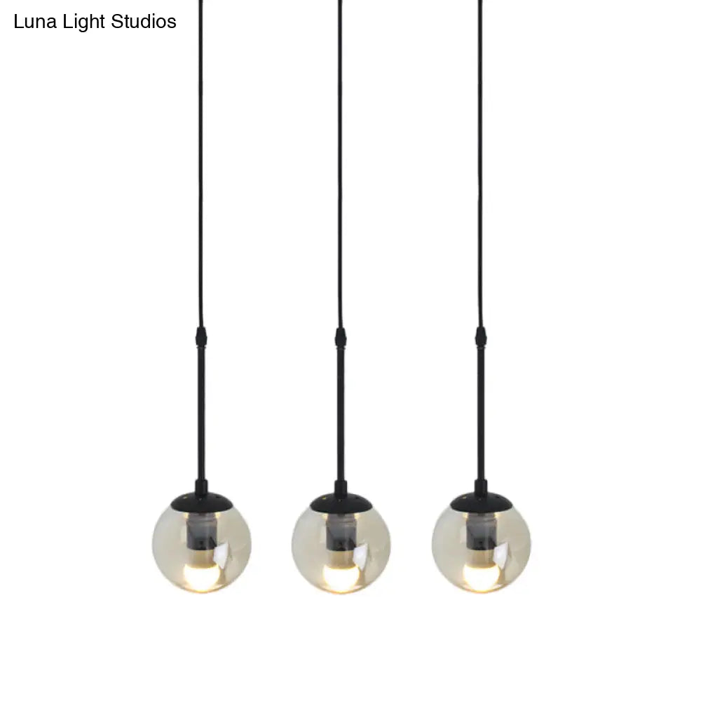 Industrial Hanging Pendant Light Kit - Clear Glass Black Cluster Globe With 3/5/10 Heads