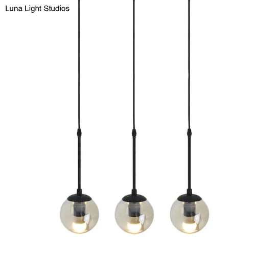 Industrial Hanging Pendant Light Kit - Clear Glass Black Cluster Globe With 3/5/10 Heads