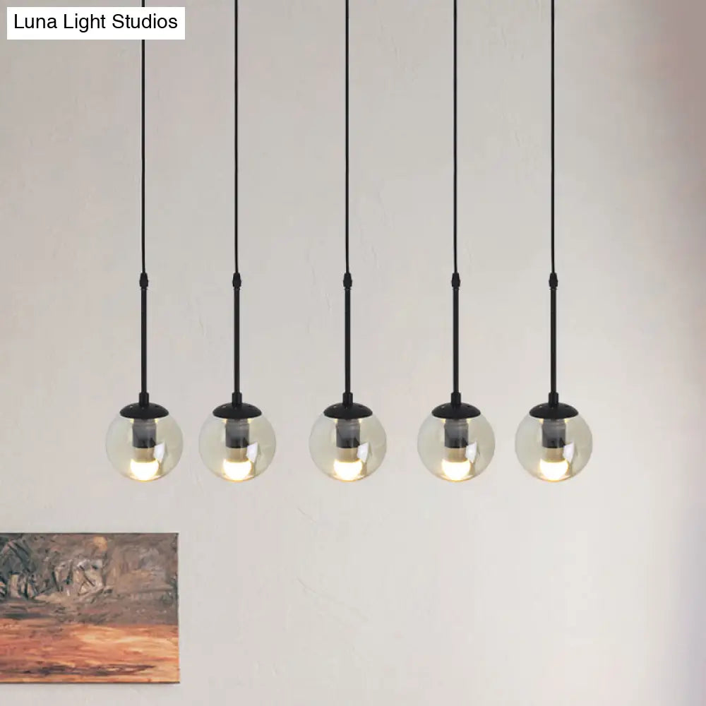 Minimalist Clear Glass Black Pendant Light With Clustered Globes - Industrial Hanging Lamp Kit