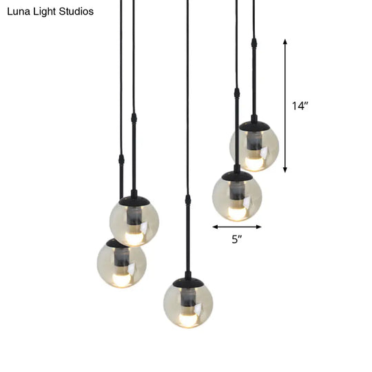 Industrial Hanging Pendant Light Kit - Clear Glass Black Cluster Globe With 3/5/10 Heads